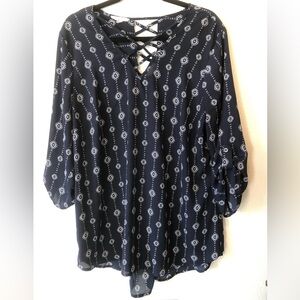 Maurices Size 1 Cross Front Roll Tab Blouse
